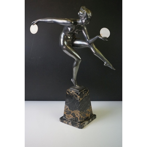 173 - Alexandre-Joseph Derenne for Max Le Verrier, Art Deco Bronze Sculpture of a Dancer titled ' Dance Pa... 