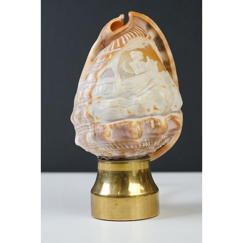 201 - A hand carved cameo shell converted into a table lamp.