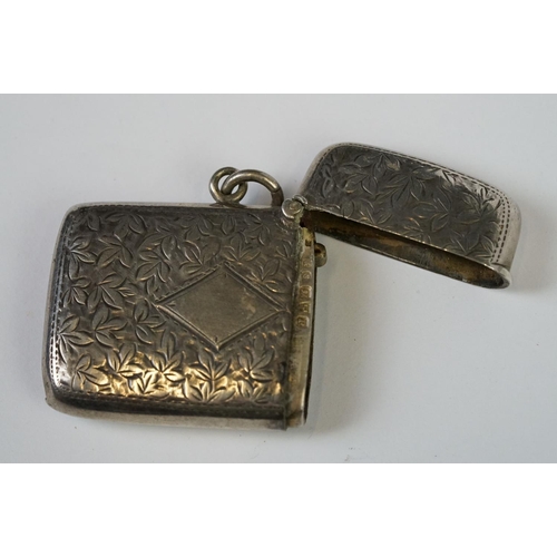 204 - A fully hallmarked sterling silver vesta case together with a hallmarked silver cased pocket watch w... 