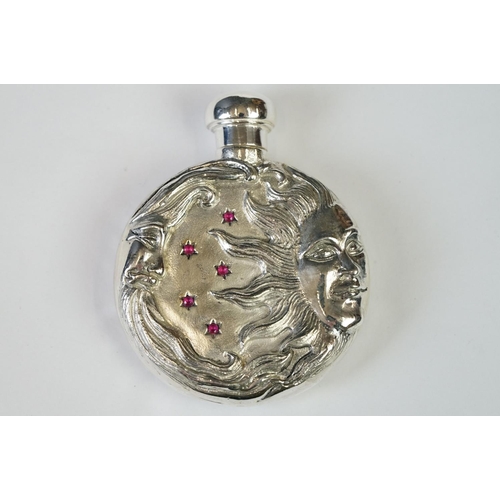 210 - Perfume Bottle with sun and moon embossed decoration stamped 800