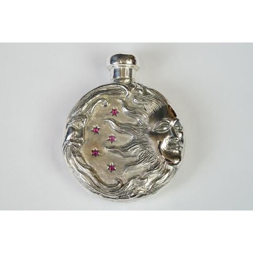 210 - Perfume Bottle with sun and moon embossed decoration stamped 800