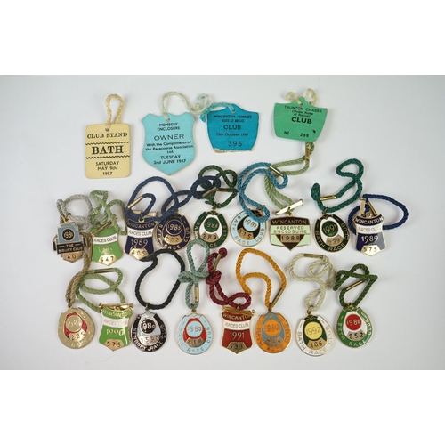 211 - A collection of Racecourse enclosure members pass enamel badges to include Bath, Wincanton And Newbu... 