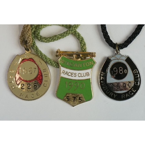 211 - A collection of Racecourse enclosure members pass enamel badges to include Bath, Wincanton And Newbu... 