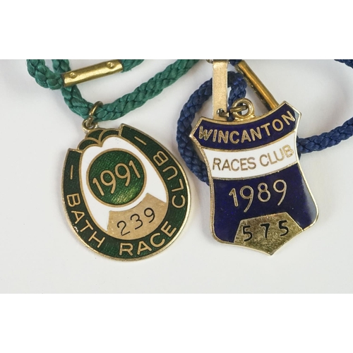 211 - A collection of Racecourse enclosure members pass enamel badges to include Bath, Wincanton And Newbu... 