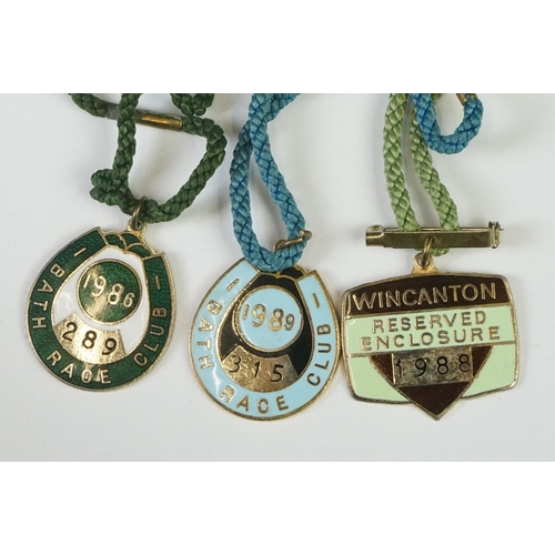 211 - A collection of Racecourse enclosure members pass enamel badges to include Bath, Wincanton And Newbu... 