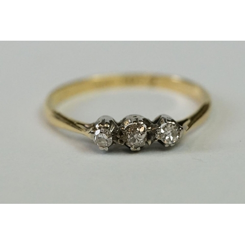 223 - 18ct Yellow Gold Three Stone Diamond Ring