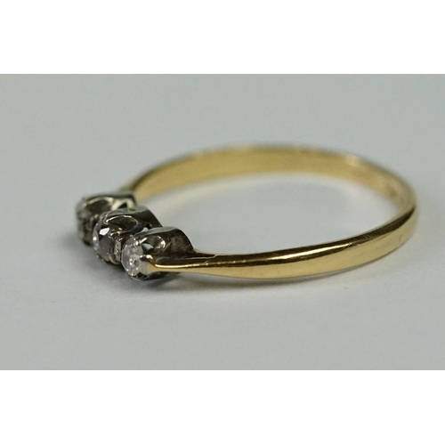 223 - 18ct Yellow Gold Three Stone Diamond Ring