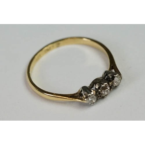 223 - 18ct Yellow Gold Three Stone Diamond Ring