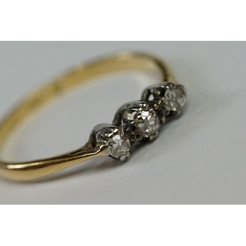 223 - 18ct Yellow Gold Three Stone Diamond Ring