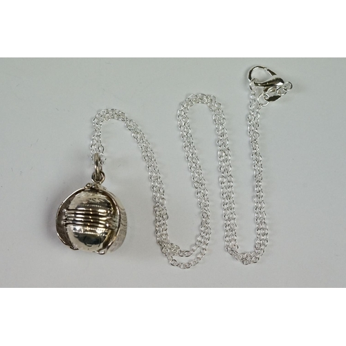 226 - Silver Ball shaped Photo Locket on silver chain