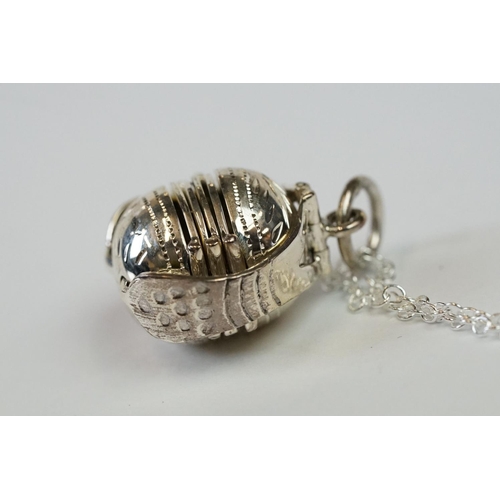 226 - Silver Ball shaped Photo Locket on silver chain