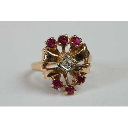 228 - 14ct Yellow Gold Ruby and Diamond Ring