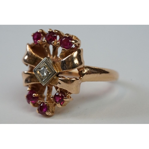 228 - 14ct Yellow Gold Ruby and Diamond Ring