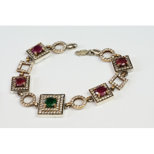 232 - Silver and Semi Precious Stone set Bracelet