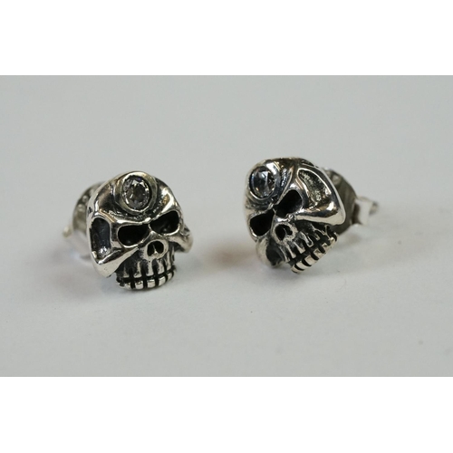 235 - Pair of Silver Skull Headed Stud Earrings