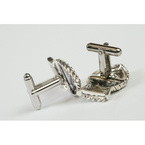 237 - Pair of Silver Shield Shape Lion Mask Cufflinks