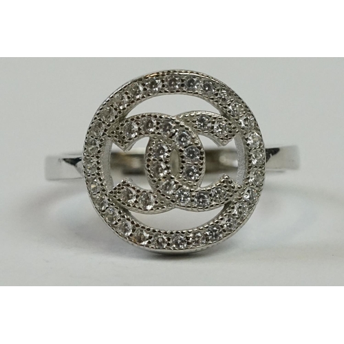 240 - Silver and CZ designer style Dress Ring