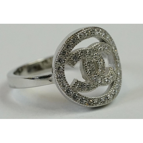 240 - Silver and CZ designer style Dress Ring