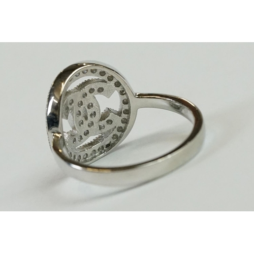 240 - Silver and CZ designer style Dress Ring