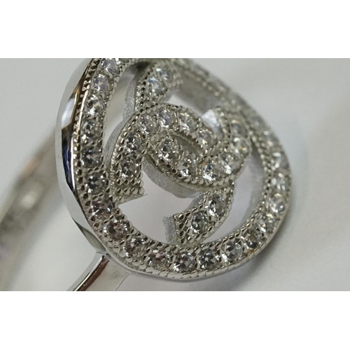 240 - Silver and CZ designer style Dress Ring