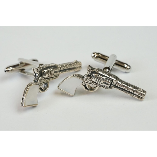 244 - Pair of Silver Gun / Pistol Cufflinks