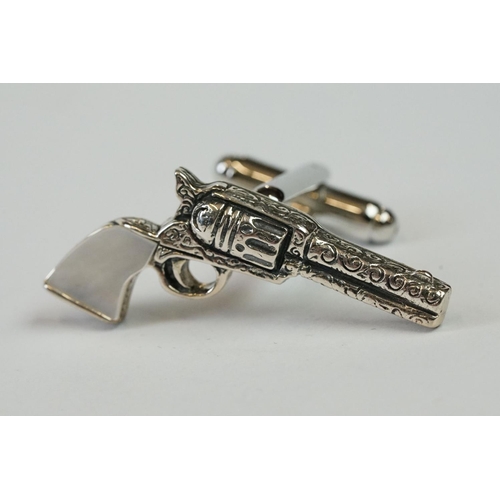 244 - Pair of Silver Gun / Pistol Cufflinks