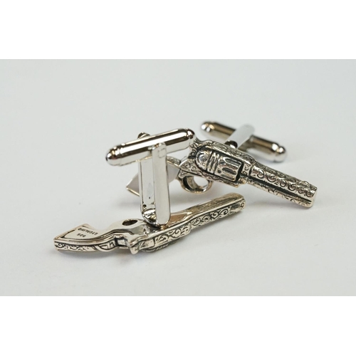 244 - Pair of Silver Gun / Pistol Cufflinks