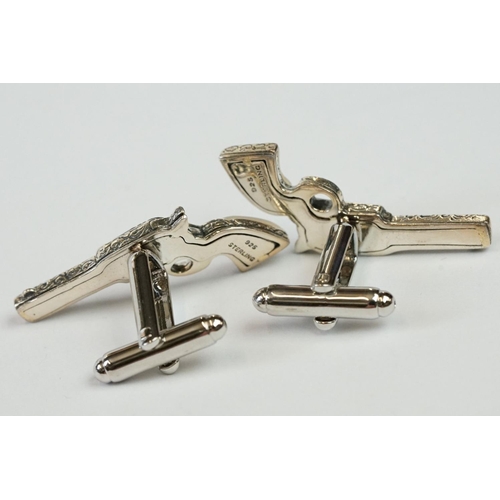 244 - Pair of Silver Gun / Pistol Cufflinks