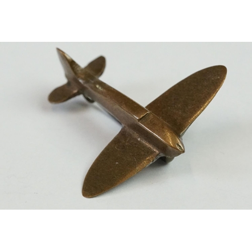 248 - World War II Copper Penny Spitfire Brooch