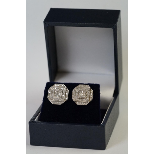 252 - Pair of 14ct White Gold Pave set Diamond Earrings of 1.4cts approx.