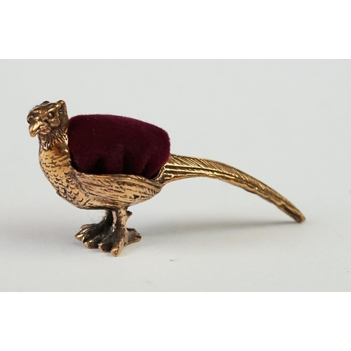 253 - Brass cased Pheasant Pincushion