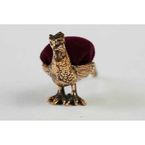 253 - Brass cased Pheasant Pincushion