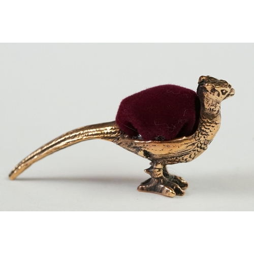 253 - Brass cased Pheasant Pincushion