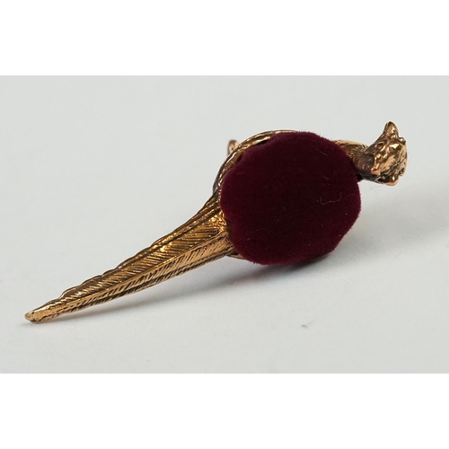 253 - Brass cased Pheasant Pincushion