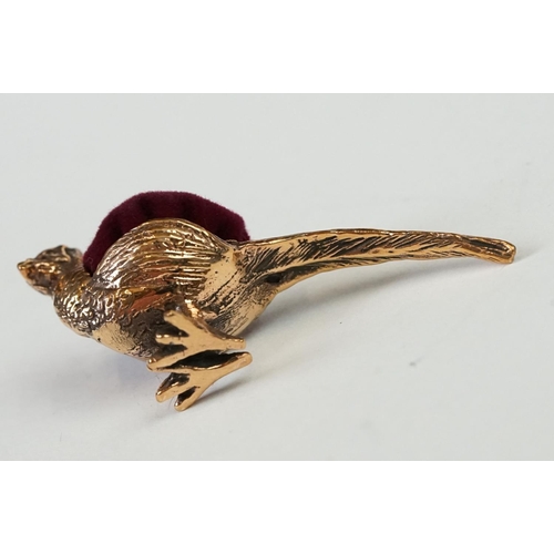 253 - Brass cased Pheasant Pincushion