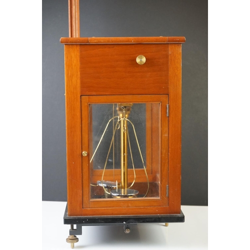 192 - Mid century Mahogany and Glass Cased Scientific Scales by Oertling, model no. 48S.B, 48cm high