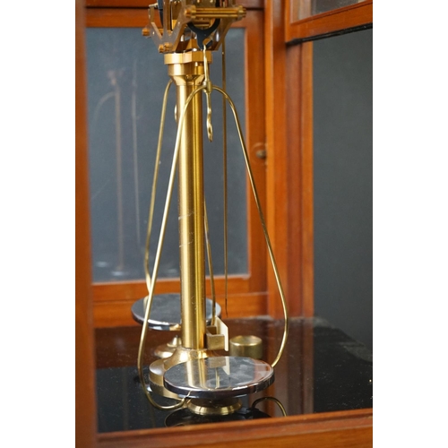 192 - Mid century Mahogany and Glass Cased Scientific Scales by Oertling, model no. 48S.B, 48cm high