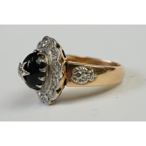 256 - 18ct Yellow Gold Sapphire and Diamond Ring