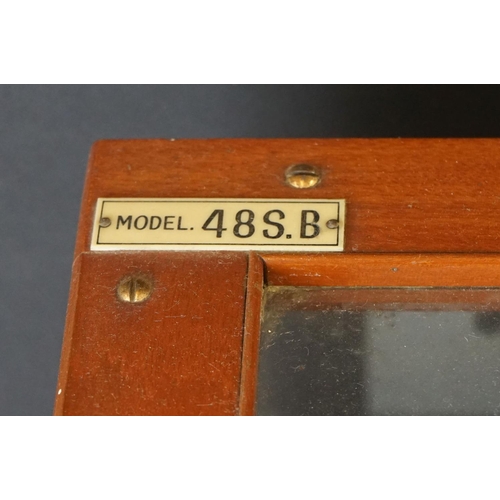 192 - Mid century Mahogany and Glass Cased Scientific Scales by Oertling, model no. 48S.B, 48cm high