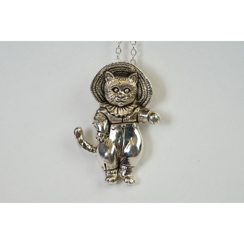 257 - Silver Cat Pendant Necklace in the form of Tom Kitten