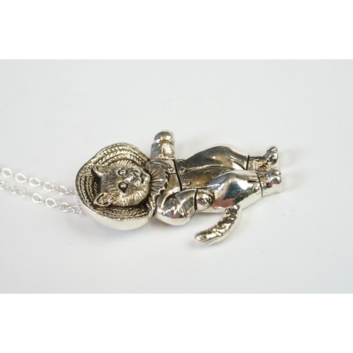 257 - Silver Cat Pendant Necklace in the form of Tom Kitten