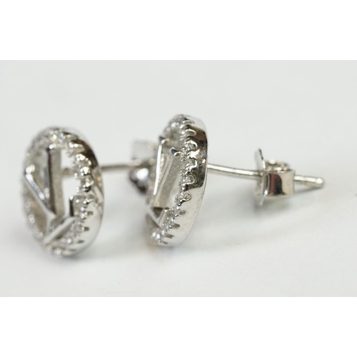 258 - Pair of Silver and CZ Louis Vuitton style Stud Earrings