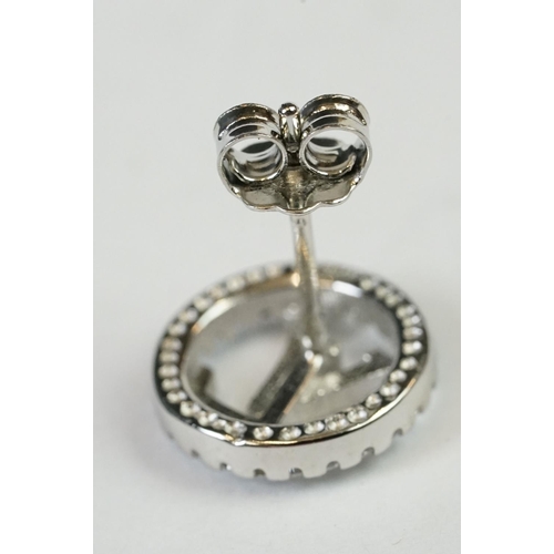 258 - Pair of Silver and CZ Louis Vuitton style Stud Earrings