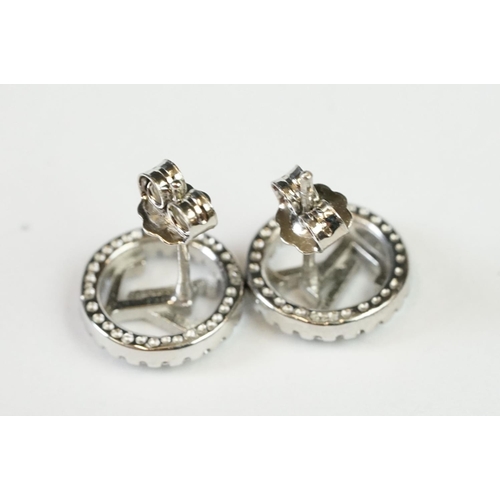 258 - Pair of Silver and CZ Louis Vuitton style Stud Earrings