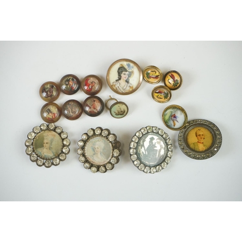 214 - A small collection of antique buttons to include portrait examples.