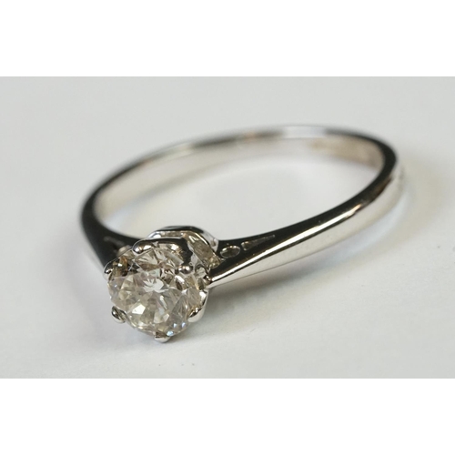 263 - 18ct White Gold Single Stone Diamond Ring of 70 points approx.