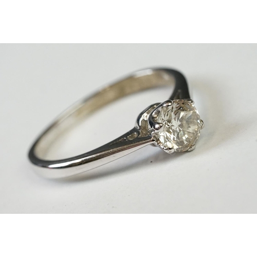 263 - 18ct White Gold Single Stone Diamond Ring of 70 points approx.