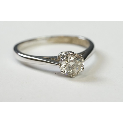 263 - 18ct White Gold Single Stone Diamond Ring of 70 points approx.