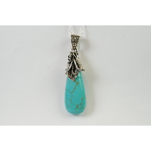 265 - Silver and Turquoise Pendant Necklace