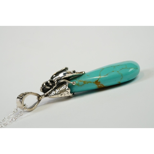 265 - Silver and Turquoise Pendant Necklace